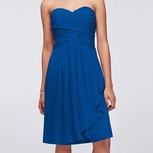 David’s Bridal Strapless Crinkle Chiffon Dress NEW